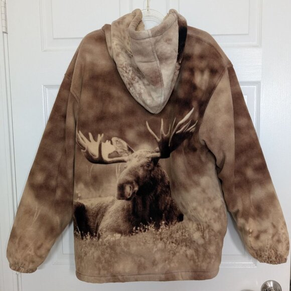 Black Canyon Outfitters Moose Jacket Womens Size Large Beige Sherpa Lined Hooded - Picture 11 of 15